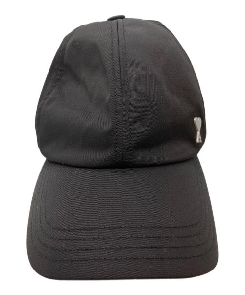 ami（アミ）ami (アミ) ナイロン＆コットン テクニカルツイル キャップ ブラックの古着・服飾アイテム