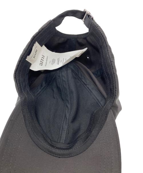 ami（アミ）ami (アミ) ナイロン＆コットン テクニカルツイル キャップ ブラックの古着・服飾アイテム