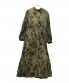 COLLAGE GALLARDAGALANTEコラージュ ガリャルダガランテ）の古着「花柄シノワズリ風フロッキーチュールロングワンピース」｜カーキ