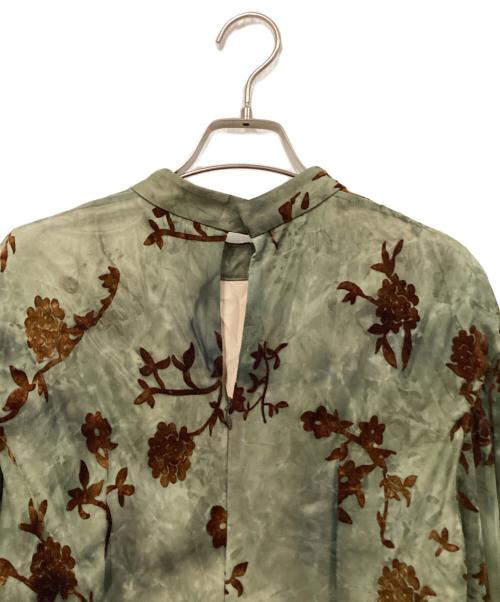 COLLAGE GALLARDAGALANTE（コラージュ ガリャルダガランテ）COLLAGE GALLARDAGALANTE (コラージュ ガリャルダガランテ) 花柄シノワズリ風フロッキーチュールロングワンピース カーキ サイズ:FREEの古着・服飾アイテム