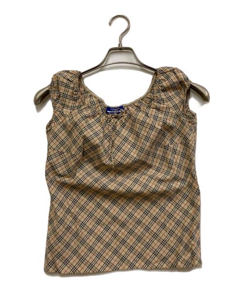 BURBERRY BLUE LABEL（バーバリーロンドンブルーレーベル）BURBERRY BLUE LABEL (バーバリーロンドンブルーレーベル) ノバチェックブラウス ベージュ サイズ:38の古着・服飾アイテム