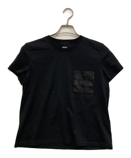 HERMES（エルメス）HERMES (エルメス) 24SS　H刺繍ポケット 半袖Tシャツ ブラック サイズ:42の古着・服飾アイテム