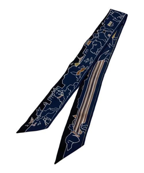 HERMES（エルメス）HERMES (エルメス) ツィリー　Les Chiens Parisiens パリジャンの犬 　 ネイビーの古着・服飾アイテム
