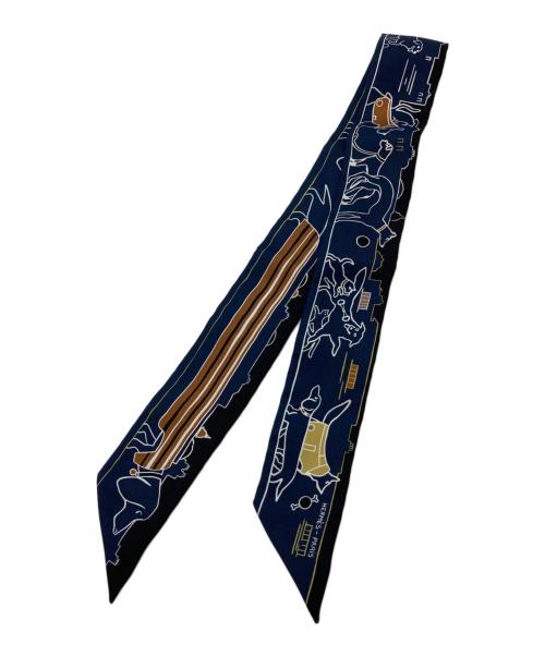 HERMES（エルメス）HERMES (エルメス) ツィリー　Les Chiens Parisiens パリジャンの犬 　 ネイビーの古着・服飾アイテム