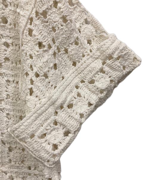 FRAY ID（フレイ アイディー）FRAY ID (フレイ アイディー) クロッシェライクポロニット ホワイト サイズ:SIZE Freeの古着・服飾アイテム