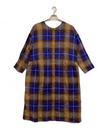 IN NATURAL（イン ナチュラル）の古着「前後2WAYチェックシャツワンピース」｜ブルー×ブラウン