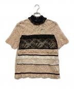 Adonisisアドニシス）の古着「レースブラウス」｜ベージュ×ブラック