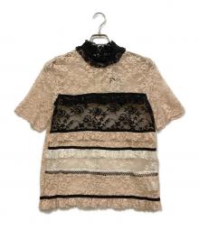 Adonisis（アドニシス）の古着「レースブラウス」｜ベージュ×ブラック