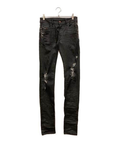 DIESEL（ディーゼル）DIESEL (ディーゼル) ダメージデニムパンツ ブラック サイズ:SIZE W28-L34の古着・服飾アイテム