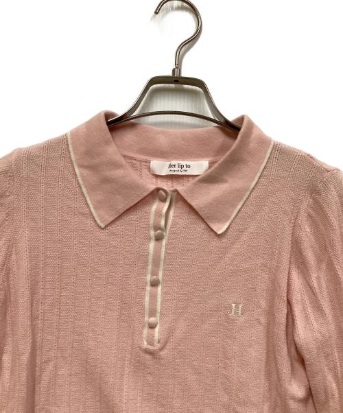 HER LIP TO（ハーリップトゥ）HER LIP TO (ハーリップトゥ) Pique Polo Knit Top ピンク サイズ:FREEの古着・服飾アイテム