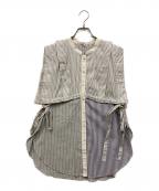 UN3D.アンスリード）の古着「レイヤードノースリーブシャツ」｜ホワイト×グレー