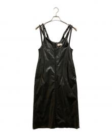eimy istoire（エイミーイストワール）の古着「フェイクレザーサロペットワンピース」｜ブラック