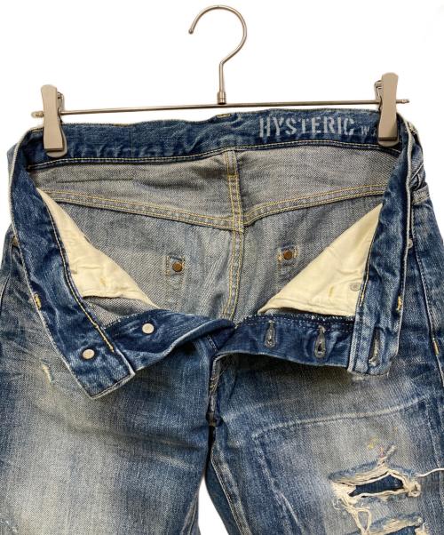 Hysteric Glamour（ヒステリックグラマー）Hysteric Glamour (ヒステリックグラマー) ダメージ加工スタッズデニムパンツ インディゴ サイズ:W31の古着・服飾アイテム