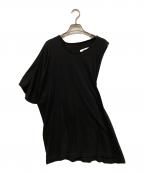 MM6 Maison Margielaエムエムシックスメゾンマルジェラ）の古着「ASYMMETRY SLEEVE BACK DRAPE TEE」｜ブラック