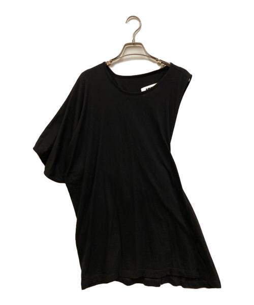 MM6 Maison Margiela（エムエムシックスメゾンマルジェラ）MM6 Maison Margiela (エムエムシックスメゾンマルジェラ) ASYMMETRY SLEEVE BACK DRAPE TEE ブラック サイズ:Mの古着・服飾アイテム