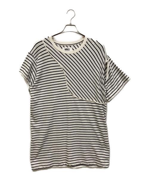 MM6 Maison Margiela（エムエムシックスメゾンマルジェラ）MM6 Maison Margiela (エムエムシックスメゾンマルジェラ) ボーダーカットワンピース ホワイト×ブラック サイズ:SIZE Sの古着・服飾アイテム