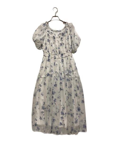 HER LIP TO（ハーリップトゥ）HER LIP TO (ハーリップトゥ) Belle Jardin Chiffon Dress ホワイト×ブルー サイズ:Sの古着・服飾アイテム
