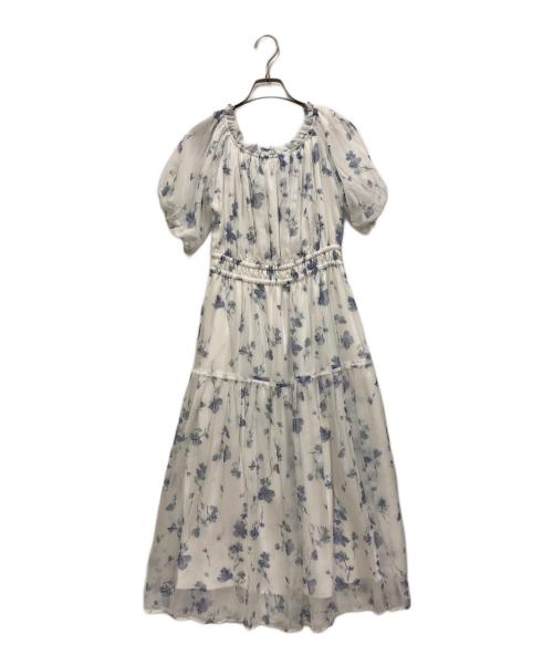 HER LIP TO（ハーリップトゥ）HER LIP TO (ハーリップトゥ) Belle Jardin Chiffon Dress ホワイト×ブルー サイズ:Sの古着・服飾アイテム