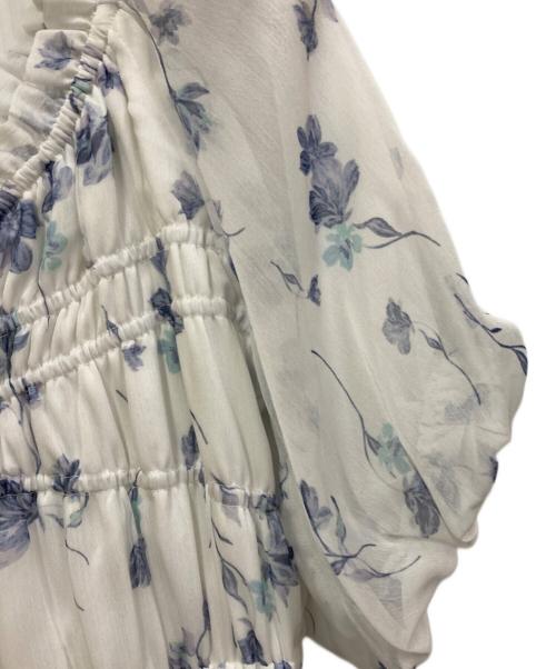HER LIP TO（ハーリップトゥ）HER LIP TO (ハーリップトゥ) Belle Jardin Chiffon Dress ホワイト×ブルー サイズ:Sの古着・服飾アイテム