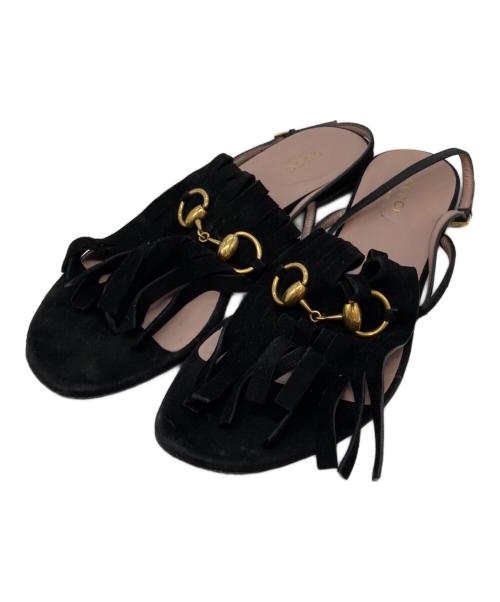 GUCCI（グッチ）GUCCI (グッチ) フリンジサンダル ブラック サイズ:SIZE 36の古着・服飾アイテム