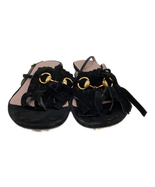GUCCI（グッチ）GUCCI (グッチ) フリンジサンダル ブラック サイズ:SIZE 36の古着・服飾アイテム