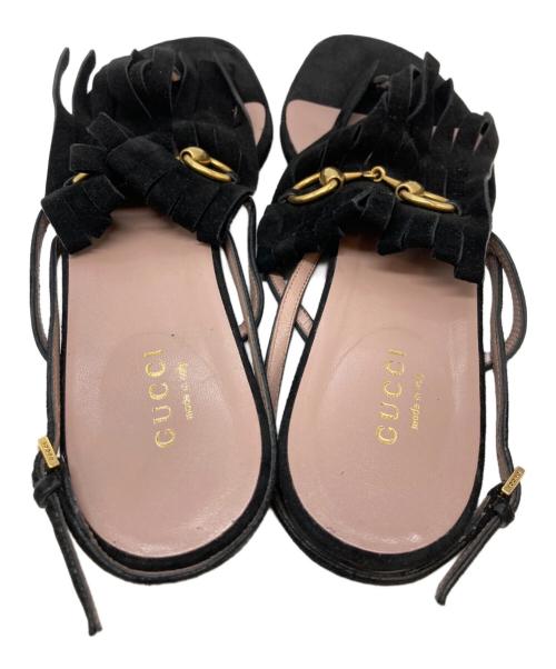 GUCCI（グッチ）GUCCI (グッチ) フリンジサンダル ブラック サイズ:SIZE 36の古着・服飾アイテム