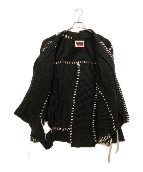 MAISON SPECIAL（メゾンスペシャル）MAISON SPECIAL (メゾンスペシャル) 鬼ワッフルクレイジーパッチワークエンブロイダリーVネックニットカーディガン ブラック サイズ:SIZE 1の古着・服飾アイテム
