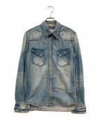 REMI RELIEFレミレリーフ）の古着「オルテガ柄刺繍デニムシャツ」｜インディゴ