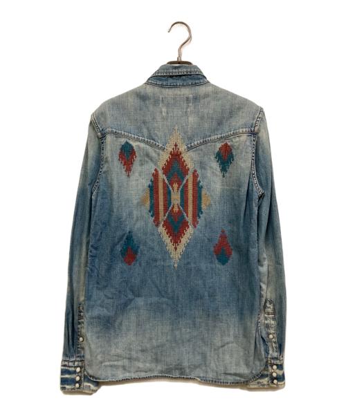 REMI RELIEF（レミレリーフ）REMI RELIEF (レミレリーフ) オルテガ柄刺繍デニムシャツ インディゴ サイズ:SIZE Mの古着・服飾アイテム