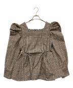 rosy monsterロージーモンスター）の古着「チェックブラウス」｜ベージュ