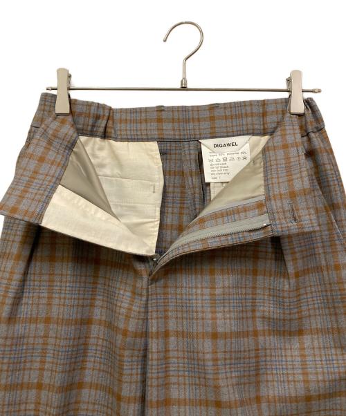 digawel（ディガウェル）digawel (ディガウェル) in tuck pants グレー×ブラウン サイズ:SIZE １の古着・服飾アイテム