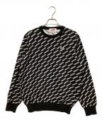 MASTER BUNNY EDITIONマスターバニーエディション）の古着「総柄ニット」｜ブラック×ホワイト