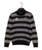 PEARLY GATESパーリーゲイツ）の古着「タートルネックカットソー」｜ブラック×ホワイト