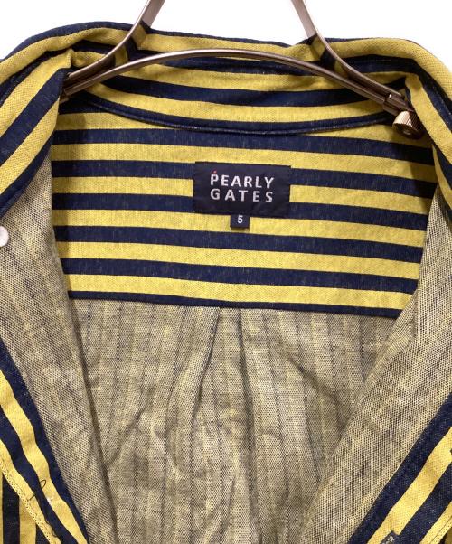 PEARLY GATES（パーリーゲイツ）PEARLY GATES (パーリーゲイツ) 長袖ポロシャツ イエロー×ブルー サイズ:SIZE 5の古着・服飾アイテム
