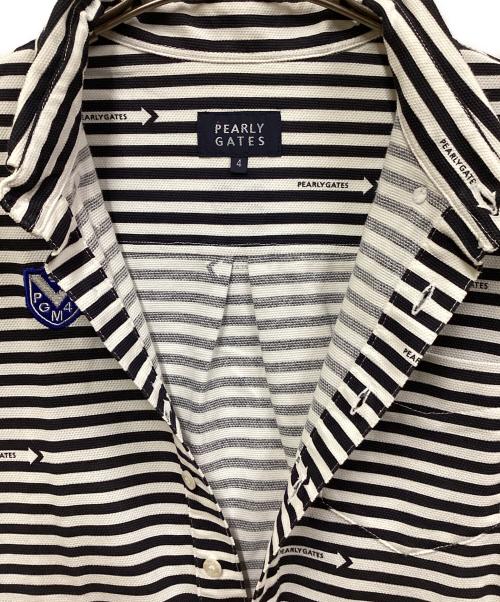PEARLY GATES（パーリーゲイツ）PEARLY GATES (パーリーゲイツ) 長袖ポロシャツ ホワイト×ブラック サイズ:SIZE 4の古着・服飾アイテム