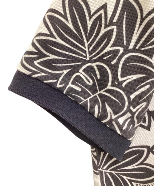 PEARLY GATES（パーリーゲイツ）PEARLY GATES (パーリーゲイツ) ボタニカル 総柄 プリント 鹿の子 ポロシャツ ホワイト×ブラック サイズ:SIZE 4の古着・服飾アイテム