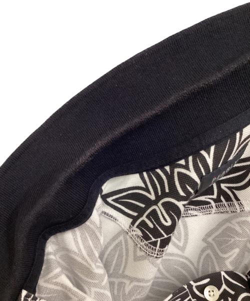 PEARLY GATES（パーリーゲイツ）PEARLY GATES (パーリーゲイツ) ボタニカル 総柄 プリント 鹿の子 ポロシャツ ホワイト×ブラック サイズ:SIZE 4の古着・服飾アイテム