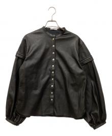 FEMMENT（ファモン）の古着「ドライレザーバルーンスリーブシャツブルゾン」｜ブラック