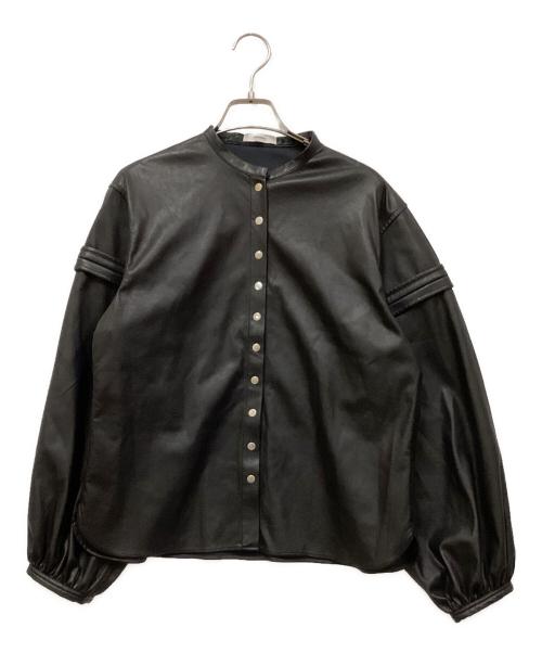 FEMMENT（ファモン）FEMMENT (ファモン) ドライレザーバルーンスリーブシャツブルゾン ブラック サイズ:SIZE 1の古着・服飾アイテム