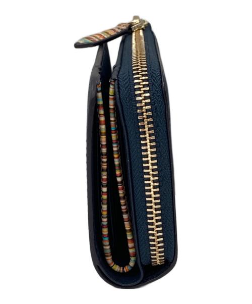 PAUL SMITH（ポールスミス）Paul Smith (ポールスミス) ジップストローグレイン 2つ折り財布 ネイビー サイズ:FREEの古着・服飾アイテム