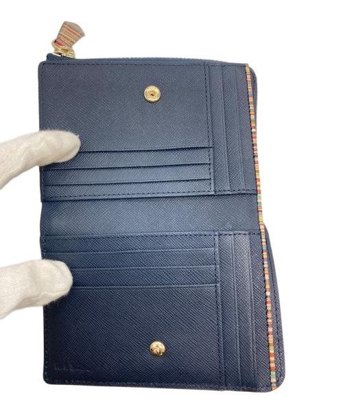 PAUL SMITH（ポールスミス）Paul Smith (ポールスミス) ジップストローグレイン 2つ折り財布 ネイビー サイズ:FREEの古着・服飾アイテム