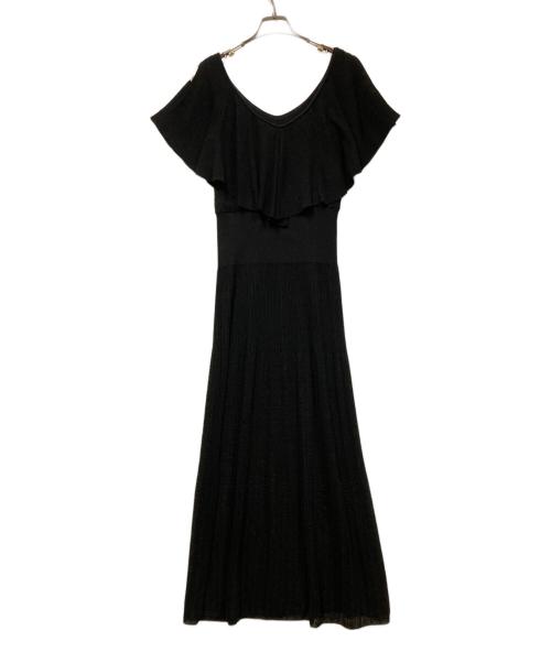 Diagram（ダイアグラム）Diagram (ダイアグラム) フリルリブロングニットワンピース ブラック サイズ:36の古着・服飾アイテム