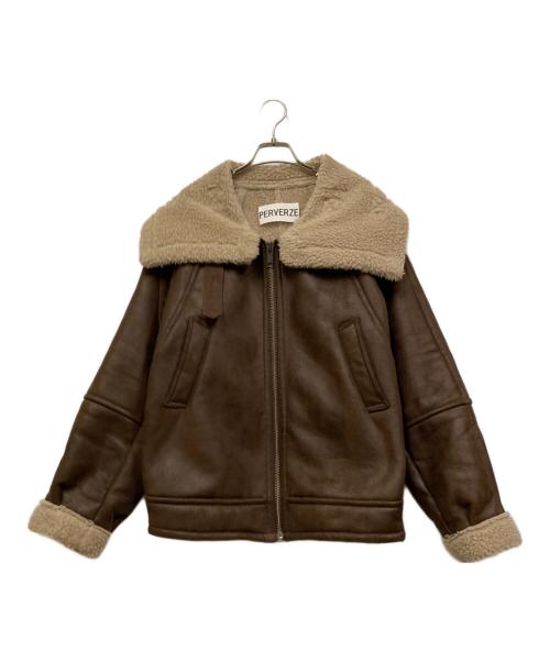 PERVERZE（パーバーズ）PERVERZE (パーバーズ) WIDE COLLAR MOUTON COAT ブラウン サイズ:FREEの古着・服飾アイテム