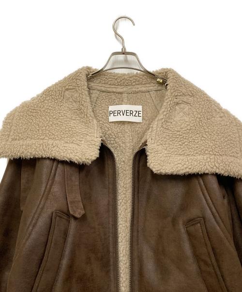 PERVERZE（パーバーズ）PERVERZE (パーバーズ) WIDE COLLAR MOUTON COAT ブラウン サイズ:FREEの古着・服飾アイテム