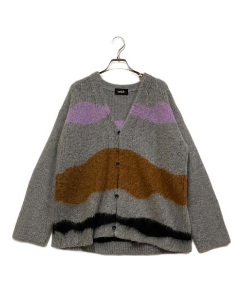 soduk（スドーク）soduk (スドーク) drawing knit cardigan グレー サイズ:FREEの古着・服飾アイテム