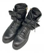 RED VALENTINOレッドヴァレンティノ）の古着「リボン レザーコンバットブーツ」｜ブラック