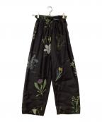 pqranクラン）の古着「Ｐローンボタニカルワイドパンツ」｜ブラック