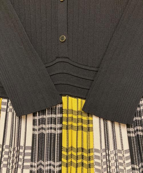 GRACE CONTINENTAL（（グレースコンチネンタル）GRACE CONTINENTAL (（グレースコンチネンタル) チェックプリーツニットワンピース ブラック×イエロー サイズ:SIZE 36の古着・服飾アイテム