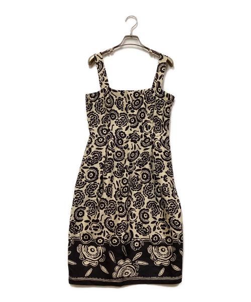 MaxMara（マックスマーラ）MaxMara (マックスマーラ) 花柄ジャガードワンピース ベージュ×ブラック サイズ:SIZE 40の古着・服飾アイテム