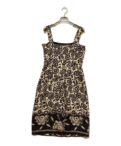MaxMara（マックスマーラ）MaxMara (マックスマーラ) 花柄ジャガードワンピース ベージュ×ブラック サイズ:SIZE 40の古着・服飾アイテム